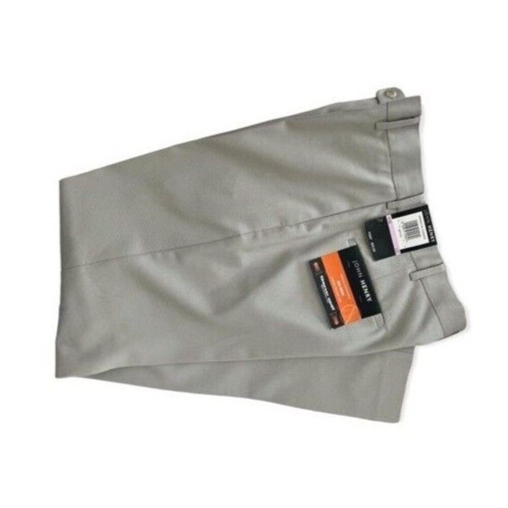 John Henry Men Dress Pants Size 32 X 32 Grey 100% Cotton No-Iron RN # 37763 NWT